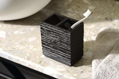 Tandenborstelhouder Sapho Quadrotto Vrijstaand 11.5x10.2x6.2 cm Polyresin Zwart Sapho - thumbnail