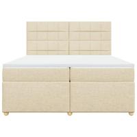 Boxspring met matras stof crèmekleurig 200x200 cm - thumbnail