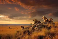 Alexsar Art schilderij Deco panel kudde leeuwen 70x50cm - thumbnail