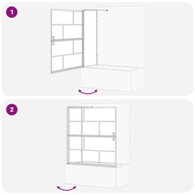 VidaXL Bad douchescreen zwart en transparant 116 x 68 x 128 cm