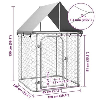 VidaXL Hondenkennel voor buiten met dak 100x100x150 cm