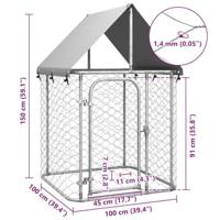 VidaXL Hondenkennel voor buiten met dak 100x100x150 cm - thumbnail