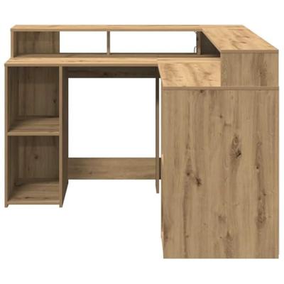 Bureau met LED-verlichting 130x130x91 cm hout artisanaal eiken