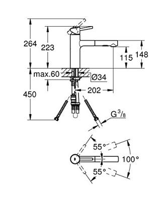 GROHE Concetto Keukenkraan - uittrekbare uitloop - 2 straalsoorten - chroom 30273001