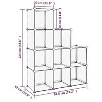 Opbergmeubel met 9 vakken polypropeen zwart - thumbnail