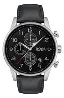 Hugo Boss 1513678 chronograaf navigator zwart lederen bandhorloge 44 mm Herenhorloge - thumbnail
