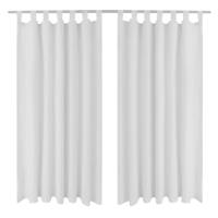 VidaXL Micro-satijnen gordijnen met ringen 140 x 245 cm 2 stuks (wit) - thumbnail