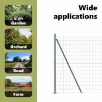 VidaXL Hek met paal groen 1,5 x 10 m staal en pvc - thumbnail