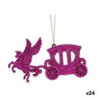 Kerstversiering Magische Koets Fuchsia Plastic Purpurine 15 x 8,5 x 4,5 cm (24 Stuks) - thumbnail