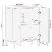 Bijzetkast 60x33x75 cm massief acaciahout - thumbnail