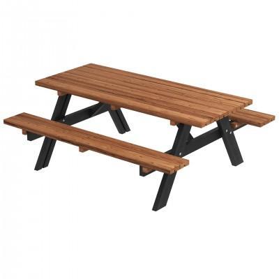 ThermoWood® Picknicktafel Zwart Onderstel