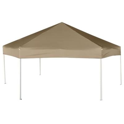 VidaXL Partytent met wanden zeshoekig 3,6x3,1 m taupe 220 g/m² - thumbnail