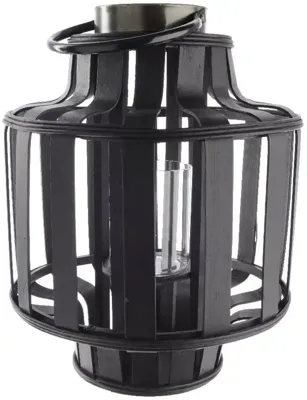 Lantaarn bamboe l27b27h35cm zwrt