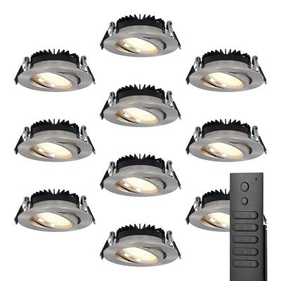 10x LED inbouwspots Rome - RVS - 6 Watt 500 lumen - Kantelbaar - Dimbaar - 2700K warm wit - IP44 Waterdicht - Inclusief afstandsbediening - Geringe inbouwdiepte