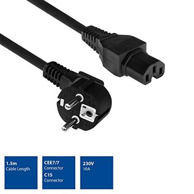 ACT CEE 7/7 naar C15 1,5m kabel zwart - thumbnail