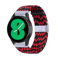 Braided nylon bandje - Rood / zwart - Samsung Galaxy Watch Active 2 - thumbnail