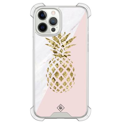 iPhone 12 (Pro) siliconen shockproof hoesje - Ananas iPhone 12 (Pro) siliconen shockproof hoesje - Ananas