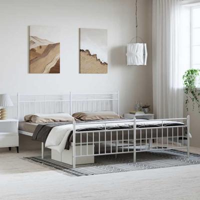Bedframe met hoofd- en voeteneinde metaal wit 183x213 cm