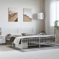Bedframe met hoofd- en voeteneinde metaal wit 183x213 cm - thumbnail