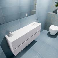 MONDIAZ ADA 120cm toiletmeubel cale. LEX wastafel talc rechts 1 kraangat - thumbnail
