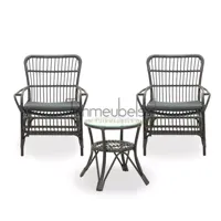 Vita Lester loungeset zwart met hoge tafel - thumbnail