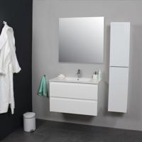 Badkamermeubel Boss & Wessing Pepper Wastafel Porselein Incl Spiegel En Kraangat 80x55x46 cm Wit Boss & Wessing - thumbnail