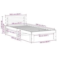 Bedframe Wasbruin 100 x 200 cm Massief grenenhout - thumbnail