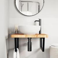 Badkamer wandschap staal en massief eikenhout - thumbnail