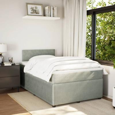 Boxspring met matras fluweel lichtgrijs 140x190 cm - thumbnail