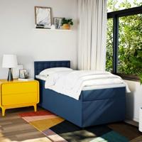 Boxspring met matras stof blauw 100x200 cm - thumbnail