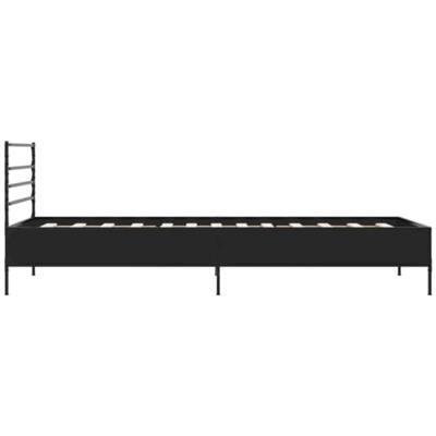 Bedframe bewerkt hout en metaal zwart 90x200 cm
