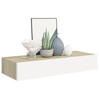 Wandschappen 2 st met lade 60x23,5x10 cm MDF eikenkleurig wit - thumbnail