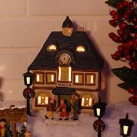 Lichthuis "School" van porselein, Kleurrijk (B/H/D) 12x18x10cm - thumbnail