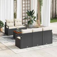 Tuinbankenset met kussen 6 pcs Zwart poly rattan - thumbnail