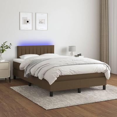 Boxspring met matras en LED stof donkerbruin 120x200 cm