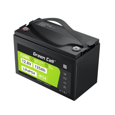 Green Cell Cube LifePO4 accu 130 Ah 12,8 V – lithium-ijzerfosfaatbatterij voor campers, boten, zonne-installaties, off-grid-systemen, met BMS, licht en veilig