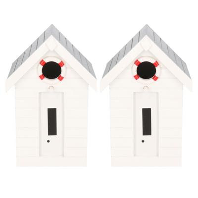 2x stuks wit vogelhuisje strandhuis voor kleine vogels 21 cm - Vogelhuisjes 2x stuks wit vogelhuisje strandhuis voor kleine vogels 21 cm - Vogelhuisjes