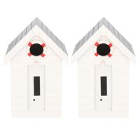 2x stuks wit vogelhuisje strandhuis voor kleine vogels 21 cm - Vogelhuisjes - thumbnail