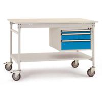 Manuflex BB5377.2001 Compleet bijzettafel basismobiel met kunststof plaat + behuizing onderbouw, bxdxh: 1250 x 800 x 850 mm Rood-oranje (RAL 2001) - thumbnail