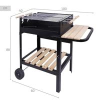 Kolenbarbecue met wielen Aktive Geëmailleerd metaal 100,5 x 88,5 x 40 cm Zwart - thumbnail