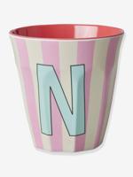 Gestreepte melamine mok LETTER N rice, medium 250 ml meerkleurig - thumbnail