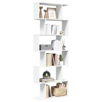 Kamerscherm / boekenkast 6-laags 70x24x193 cm bewerkt hout wit - thumbnail