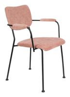 Zuiver Eetkamerstoel 'Benson' Met armleuning, Ribstof, kleur Roze - thumbnail