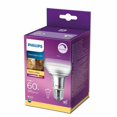 Philips LED Reflectorlamp E27 - R80 - Dimbaar warm wit licht - 4W (60W)