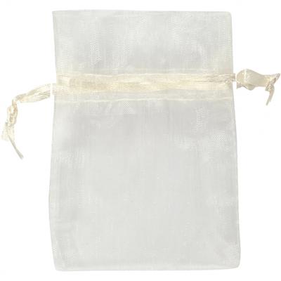 Creativ Company Organza zakjes, afm 7x10 cm, off-white, 10 stuk/ 1 doos