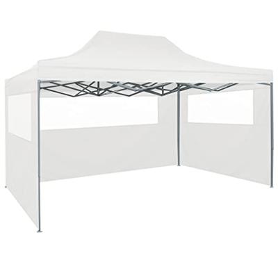 Partytent met 4 zijwanden inklapbaar 3x4 m staal wit - thumbnail
