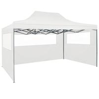 Partytent met 4 zijwanden inklapbaar 3x4 m staal wit - thumbnail