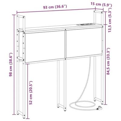 Opberghoofdbord met hoofdeinde met opslag Sonoma eiken 90 cm Bewerkt hout Opberghoofdbord met hoofdeinde met opslag Sonoma eiken 90 cm Bewerkt hout