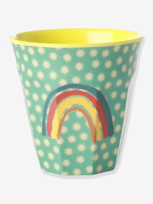 Medium melamine kinderbeker RAINBOW AND STARS rice 250 ml turquoiseblauw