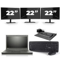 Lenovo ThinkPad T450 - Intel Core i5-5e Generatie - 14 inch - 8GB RAM - 256GB SSD - Windows 11 + 3x 22 inch Monitor - thumbnail